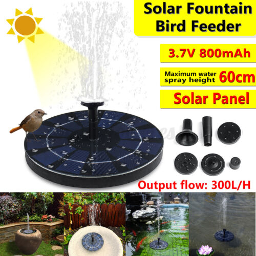Bird Bath Solar Fountain Powered Water Pump Floating Outdoor Pond Garden Pool~