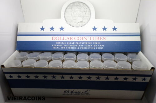 -#321 HARRIS  ROUND COIN TUBES FOR LARGE DOLLAR BOX OF 100 H.E 20 COINS EACH