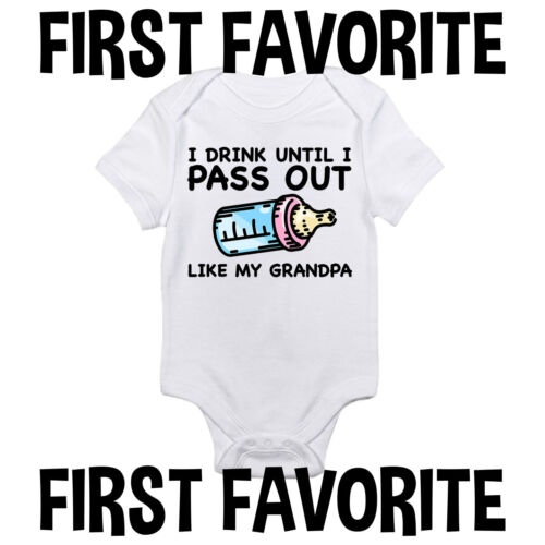 Pass Out Grandpa Baby Onesie Shirt Shower Gift Funny Newborn Clothes Gerber 