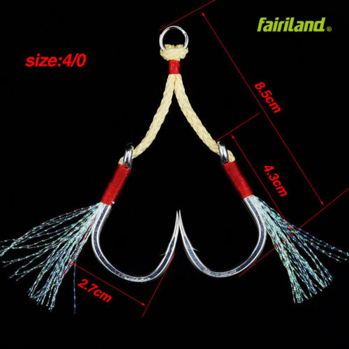 Assist hook titanium steel BKK jig fishing hook lead fish hooks 4 sizes 2pcs/bag 