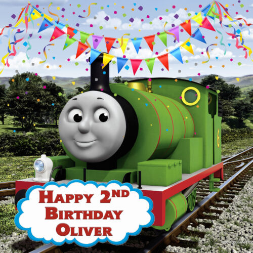 Percy Thomas and Friends Personalised Edible Image REAL Icing Cake Topper 20cm 
