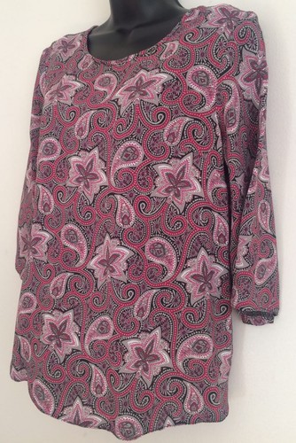 NEW Ex DP Multi Paisley Print Scoop Neck Zip Back Formal Blouse Top Size 10-20
