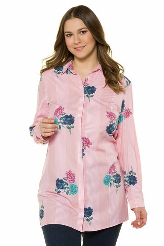 ULLA POPKEN un chemisier fleurs motif Regular Bandes cachée Boutonnage Multic