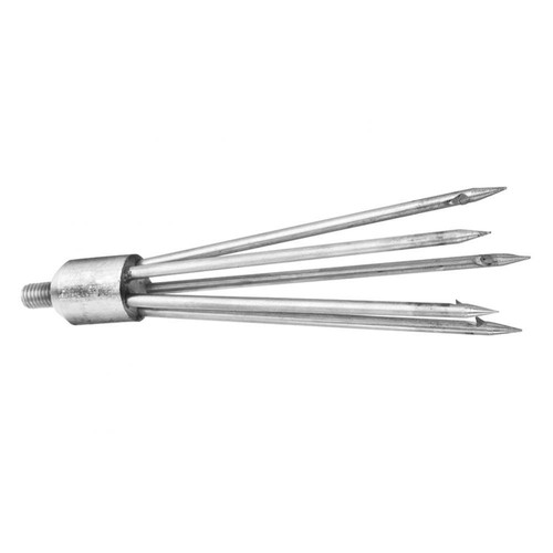 5-Prong Fishing Fish Frog Eel Salmon Barbed Stainless Spear Long Nut Silver GL
