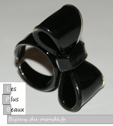 Bague NOIR NOEUD FLOT PAPILLON en Plastique NEUF
