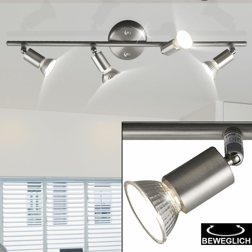 Design Decken Strahler Wohnraum Leuchte Balken Licht-Schiene schwenkbar 4-flg