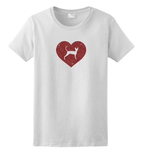 Cornish Rex Cat Silhouette Glitter Heart T-Shirt Men Women Ladies Youth Kids