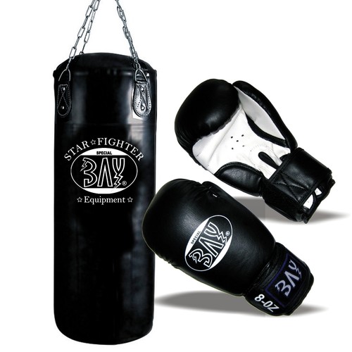 BAY® STAR Boxset 80 cm gefüllt Sandsack Boxhandschuhe Boxsack Box-Set Handschuhe