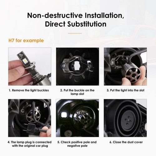 AUXBEAM T1 SERIES H4 9003 LED Headlight Hi-Low Bulbs 70W 8000LM White 6500K MINI