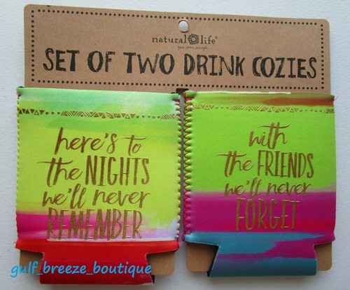 2 Friends Can Or Bottle Coozies Here/'s To The Nights We/'ll Never Remember NEW