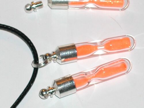 1 Pc Miniature GLOW in dark Orange Fairy sand Hourglass Pendant charm Necklace 