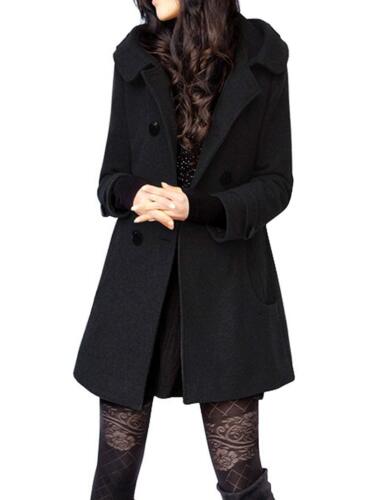 Tanming Women/'s Winter Double Breasted Wool Blend Long Pea Coat with Hood