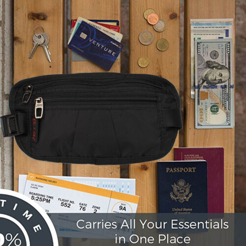 Premium Waist Bag Belt Outdoors Fanny Pack Hip Pack Bum Bag Wallet Purse-Black