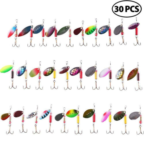 30pcs Trout Spoon Steel Metal Fishing Lures Spinner Baits Bass Tackle Colorful 