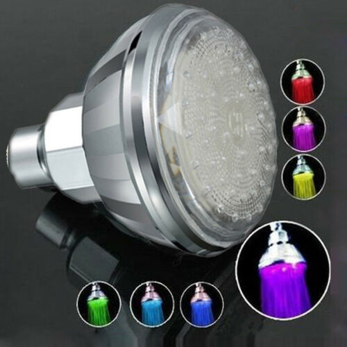 NEW Colorful Head Home Bathroom 7 Colors Changing LED Shower Water Glow Light 