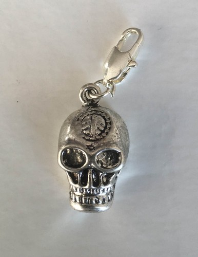Charms breloque tête de mort crâne argenté mat 34mm x 11mm diy création bijoux