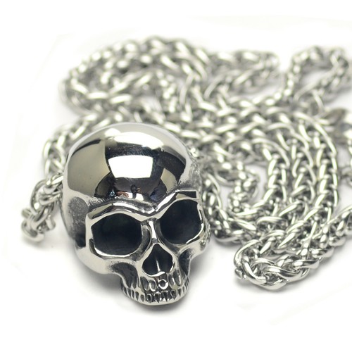 Totenkopf Anhänger mit ohne Halskette Edelstahl Skull Biker Gothic Schmuck a 236