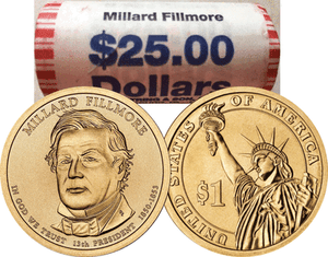 2010 P/&D $1 Millard Fillmore $50 Face Presidential Original Bank Wrap Roll Set