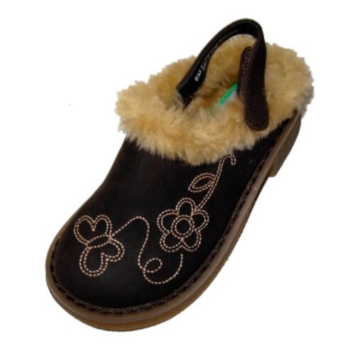 Carters Toddler Girls Brown Fur Trimmed Clogs Dress Shoes