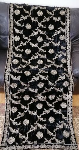 velvet embroidered shawl with pipping and border high quality dophta/scarf 