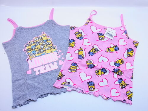 001 chicas minions bajo camisas trägertop doble pack gris & rosa 110/116 nuevo embalaje original 