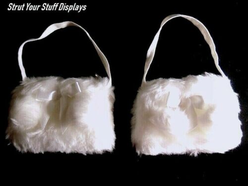 Lined 2 white FUR DOLL PURSES NEW Zipper For 16/"- 22/" tall dolls VERY NICE!