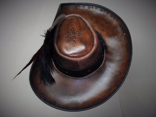 Athos leather hat pirate feather costume cosplay reenactment cosplay medieval