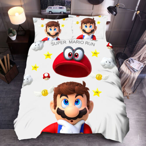 3D Super Mario Odyssey Kids Bedding Set Mario Duvet//Quilt//Doona Cover Pillowcase