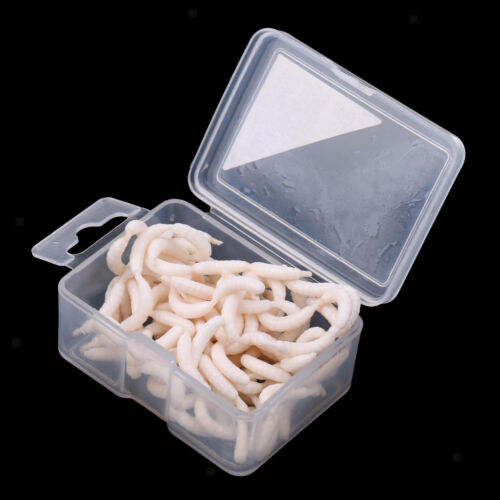 120Pcs/box Smell Fishing Lures Vivid Maggots Grubs White Worms Baits 1.5cm 
