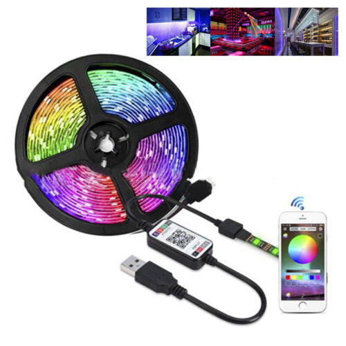 USB LED Strip Lights TV Back Light 5V 5050 RGB Color Change Bluetooth APP Remote