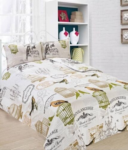 3PCs VINTAGE BIRDSCAGES DUVET COVER SET WITH PILLOWCASES IN SIZES DOUBLE & KING 