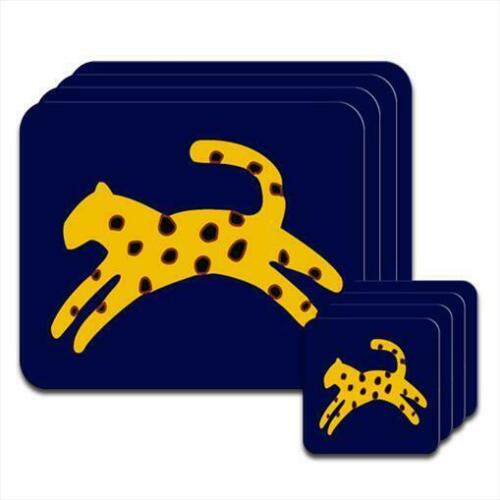 Spotted Yellow Cheetah Running As Fast As Wind Set of 4 Placemats & Coasters 