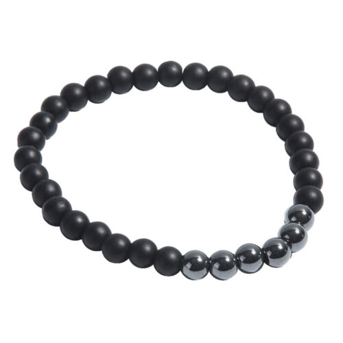 2PCS//set Black Mantra Prayer Healing Natural Stone Beads Bracelet Men Women SK