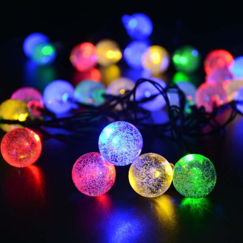 30 LED Solar Powered Garden Party Fairy String Crystal Ball Lights Outdoor UK