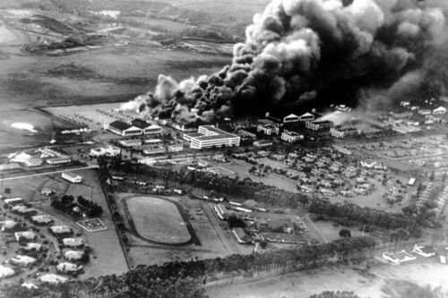 4x6 Photo of Bombing of Wheeler Hawaii, December 7, 1941 Taken by Japanese Pilot