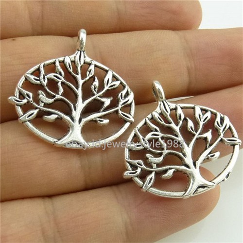 14431 15PCS Plaqué Argent Vitality Tree of Life Wishing Tree Pendentif Antique