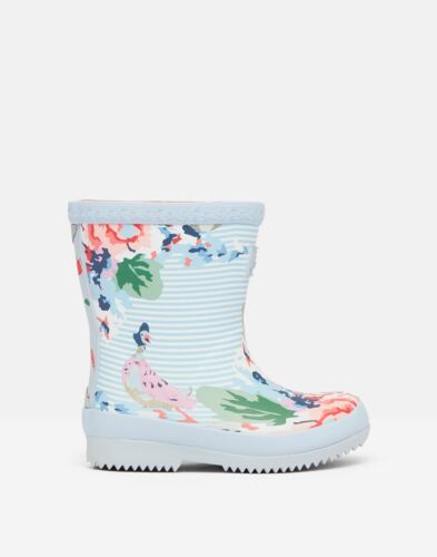 Joules Baby Girls Tall Printed Wellies White Stripe Floral 