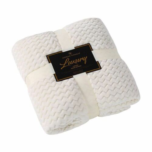 Luxury Wave Throw Fleece Warm Soft Large Blanket Sofa Bed Double King Size
