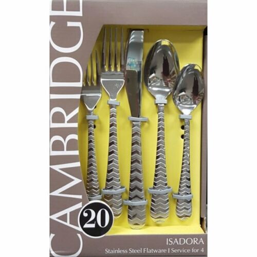 Genuine Cambridge Silversmiths Isadora Flatware Set 20 Piece *Stainless Steel*