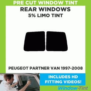 PEUGEOT PARTNER VAN 1997-2008 Rear Windows 5/% LIMO BLACK Pre-Cut Window Tint