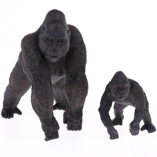 4pcs Gorilla Family Model Hand Painted Plastic Animal Figures Playset Toy 