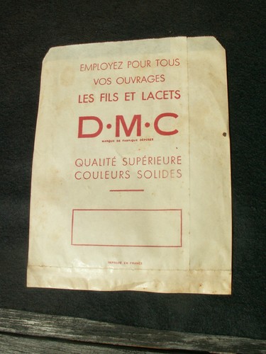 DMC broderie fil couture superbe ancien souvenir de mercerie 5 sac papier 1930