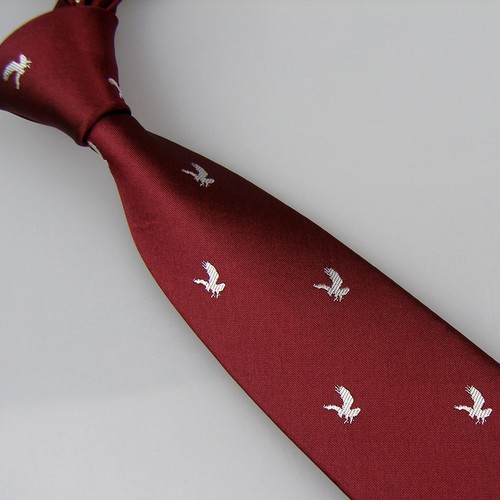 LAMMULIN Ties Burgundy w White Eagle Pattern Necktie Jacquard Skinny Tie 7cm