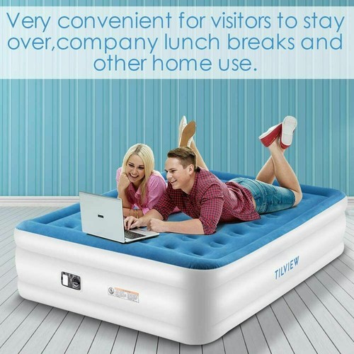 Pillow Rest Inflatable Air Mattress Bed with Built-In Pump Queen//Twin//King US