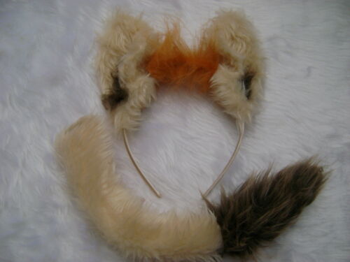 Alpaca Ears And Clip On Tail Set Cream Luxury Faux Fur Fun Animal Fancy Dress 