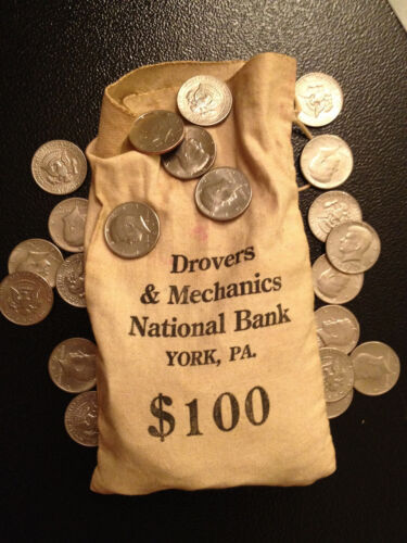 200 Coin Lot 2x Silver 90/% 40/% 1971 PD Kennedy Half dollar Vintage Bank Bag York