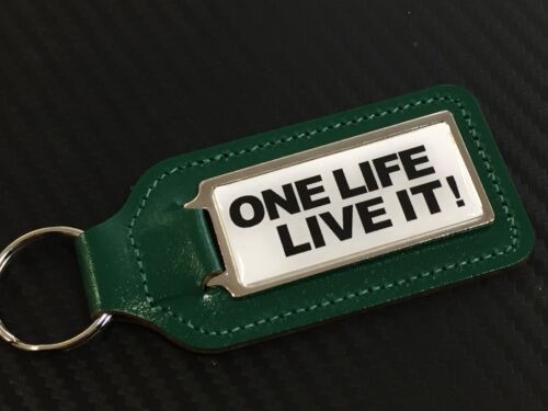 BLACK ONE LIFE LIVE IT OBLONG KEYRING WITH DOMED STICKER CHOICE OF COLOURS 