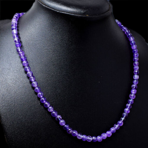 Details about  / 120.00 Cts Natural Purple Amethyst Round Shape Untreated Beads Necklace NK 57E74