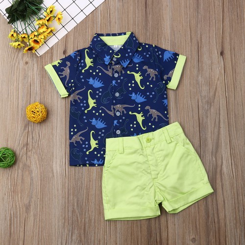 US 2PCS Toddler Kids Baby Boy Gentleman Shirt Tops+Pants Shorts Clothes Outfits