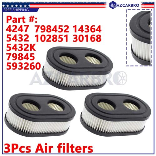 3 Pack 593260 Air Filter for 798452 Troy Bilt TB110 Air Cleaner 